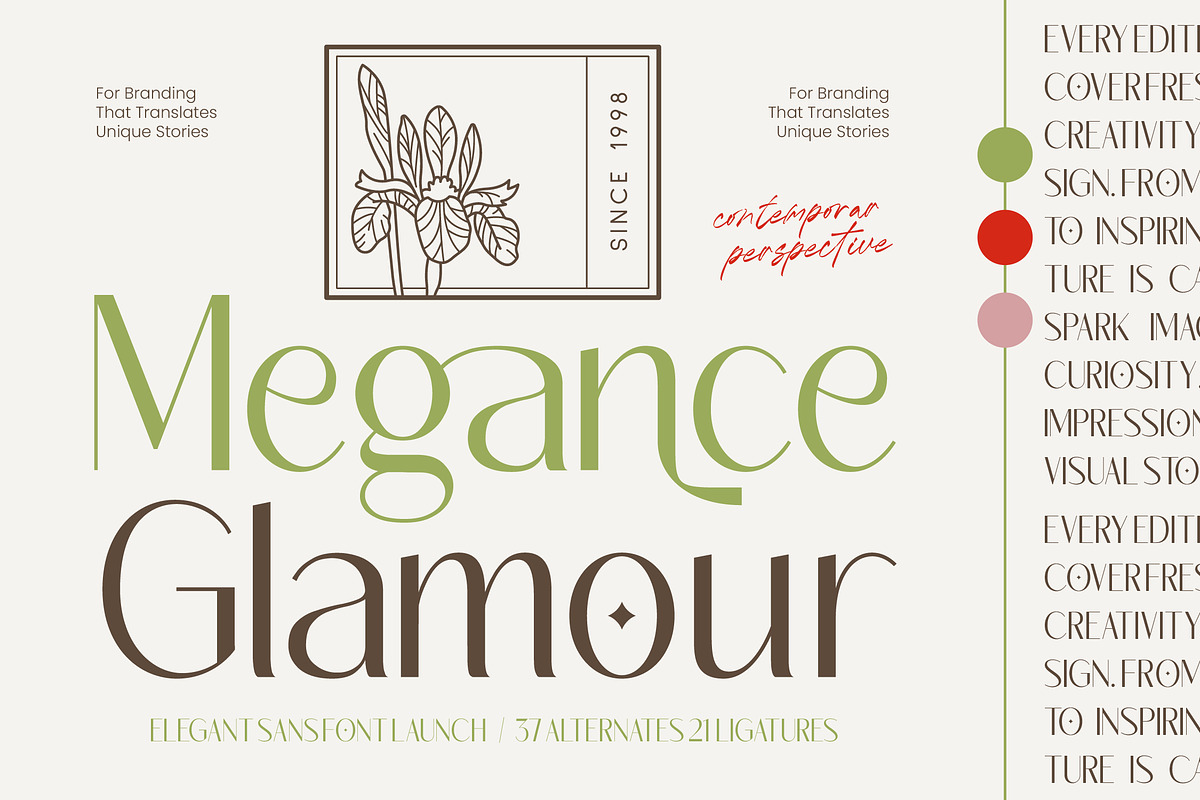 Megance Glamour Elegant Sans Font, a Sans Serif Font by timelesstype.co (Photo 1 of 10)