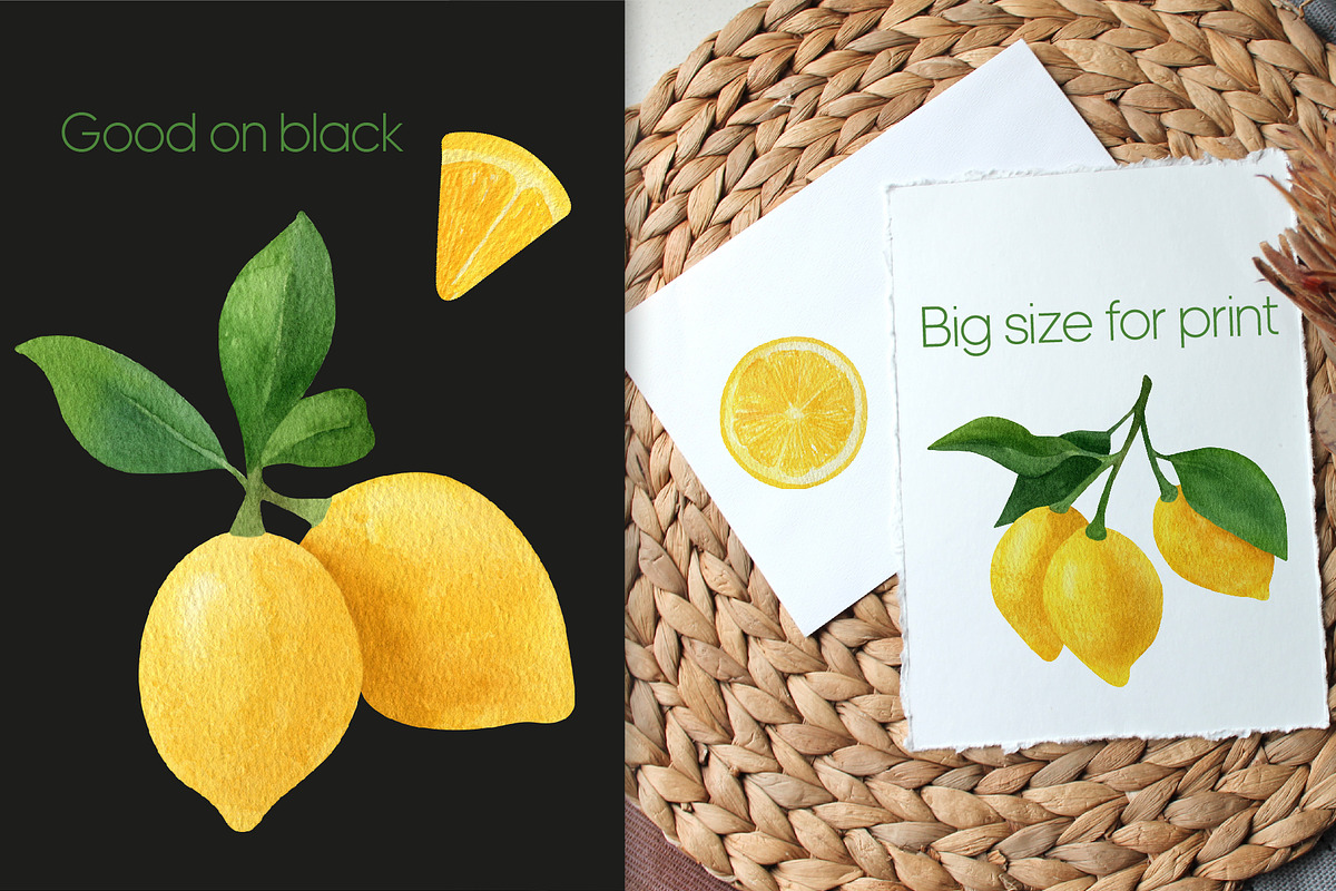 Lemon fruit watercolor clipart, a Decorative Illustration by Anntre (Photo 4 of 4)