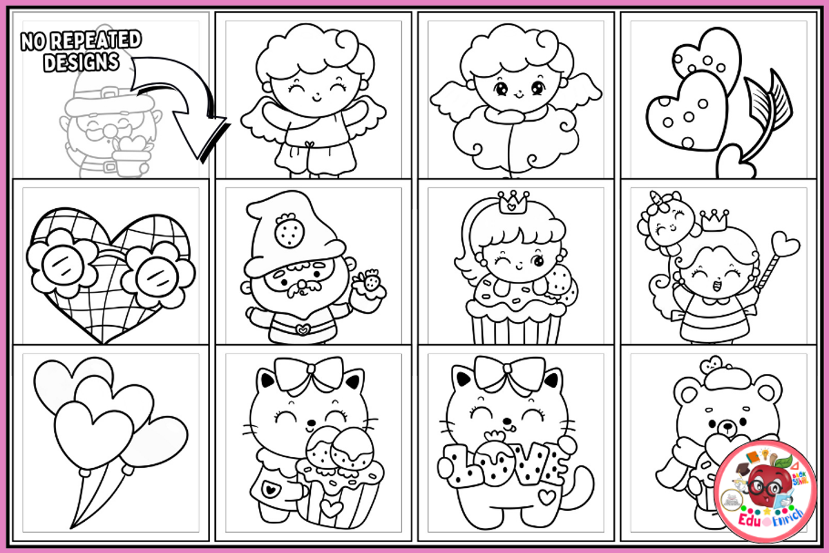 Little Girl Love Coloring Pages, an Object Illustration by EduEnrich (Photo 3 of 3)
