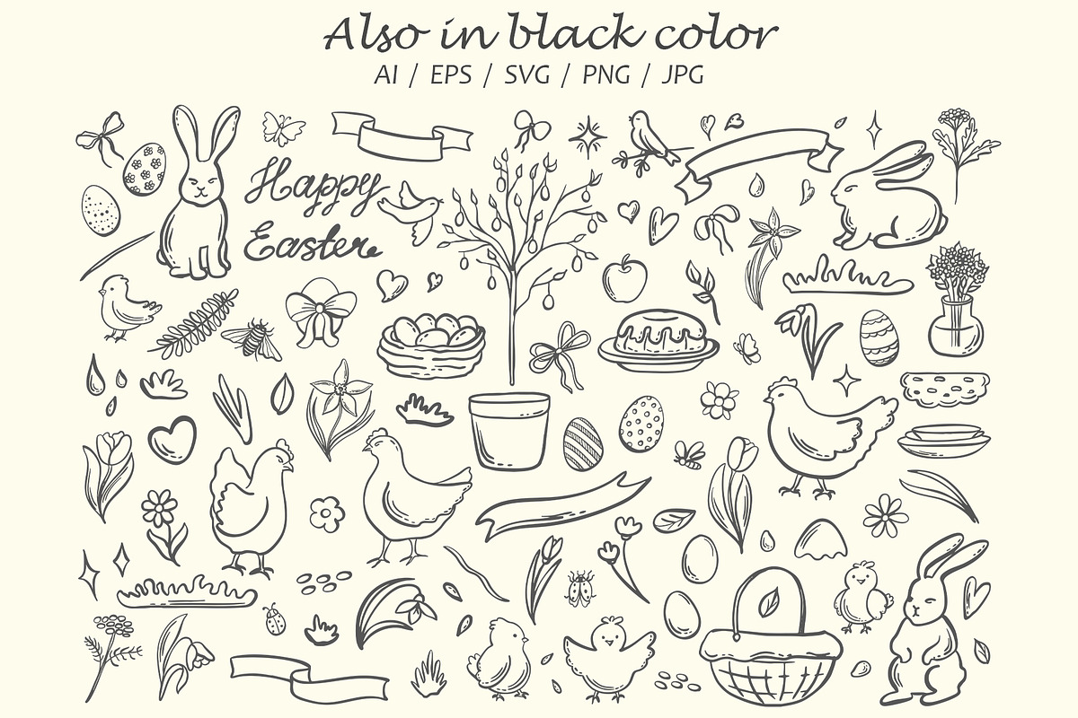 Easter Whimsy illustrations clip art, a Seasonal Illustration by susie-p-art (Photo 3 of 15)