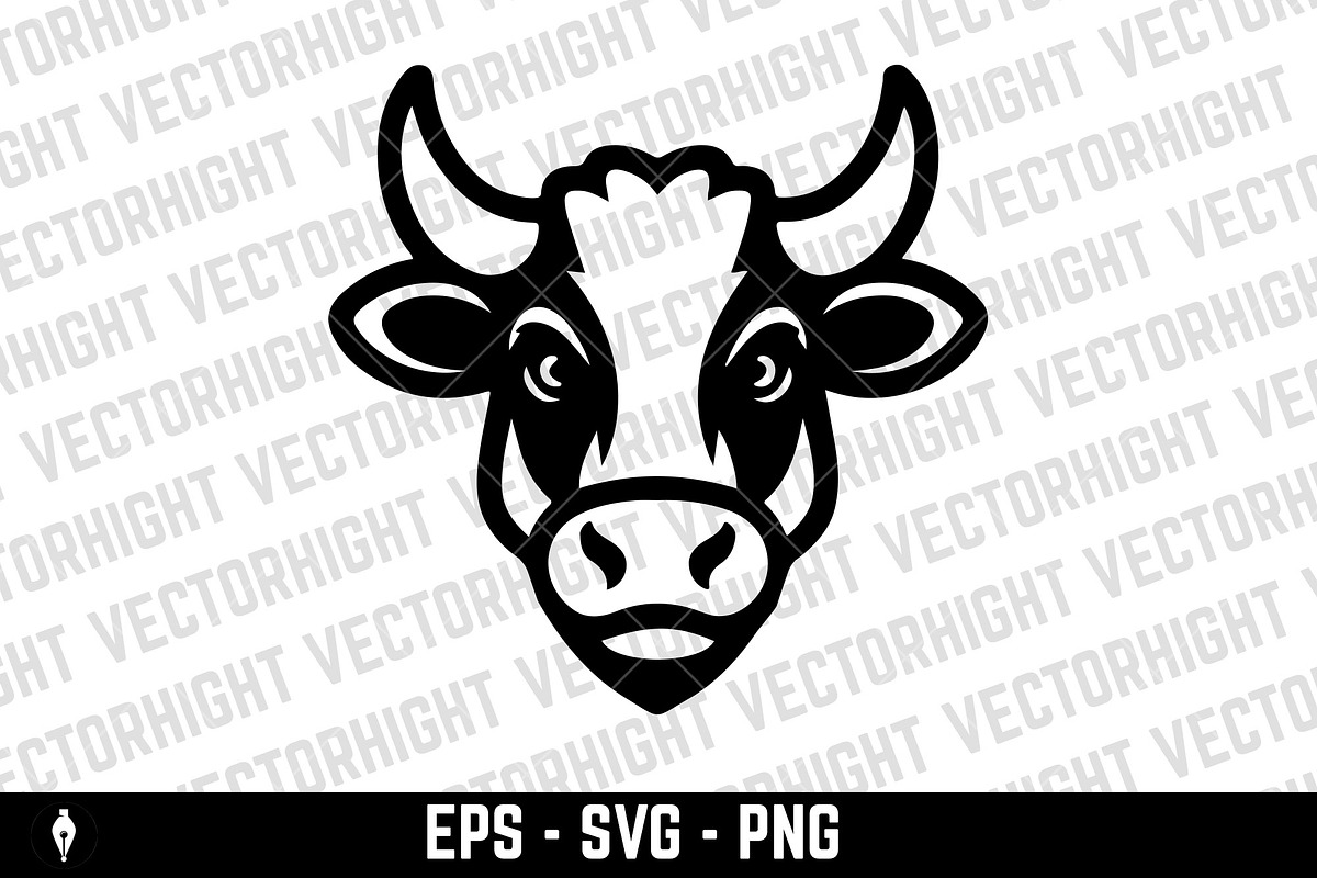 Cow head illustration isolated, an Animal Illustration by Vectorhight