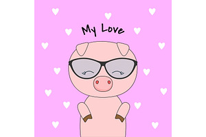 Cute Cartoon Pig.