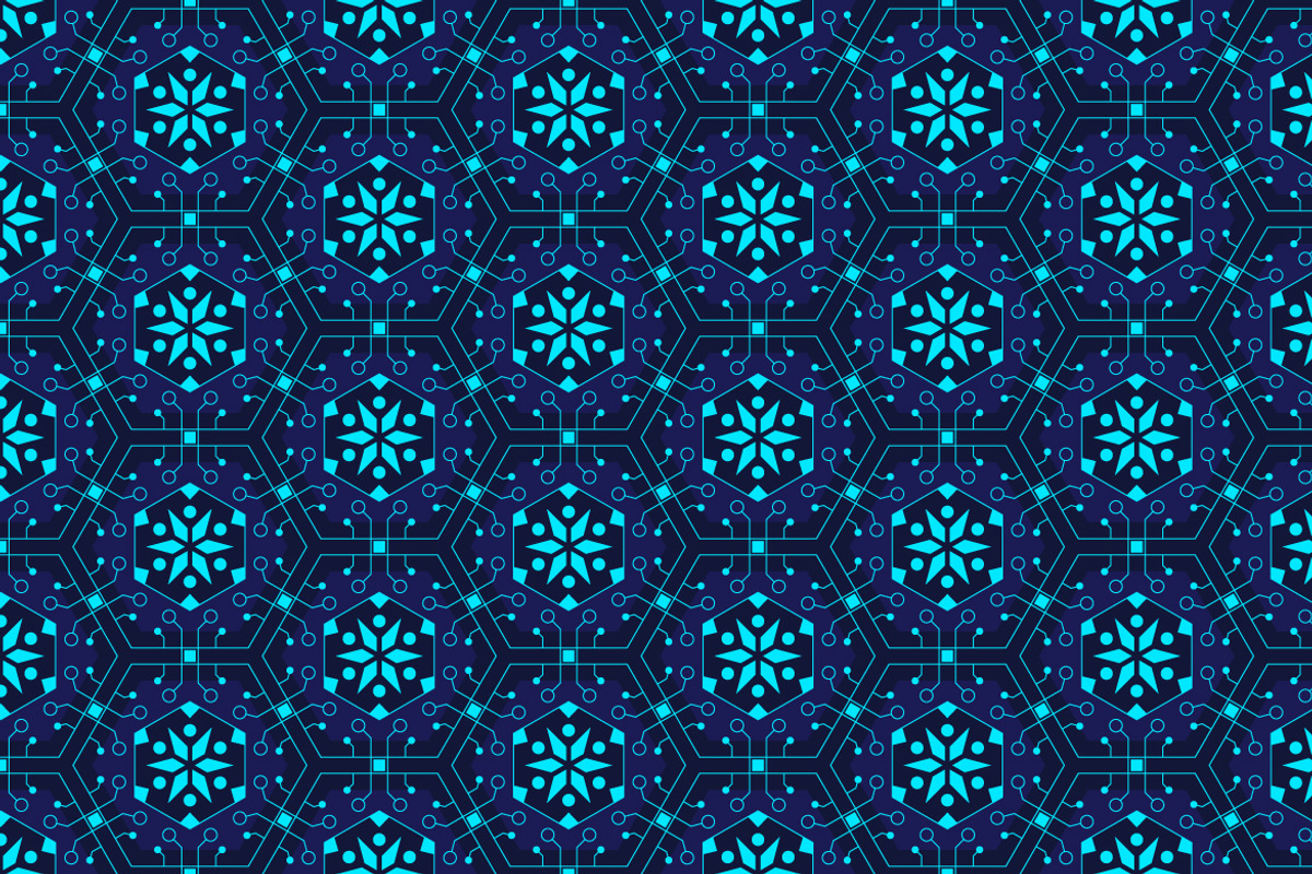 Snowflake Geometric Tech Pattern, a Pattern Graphic by Mightyfire