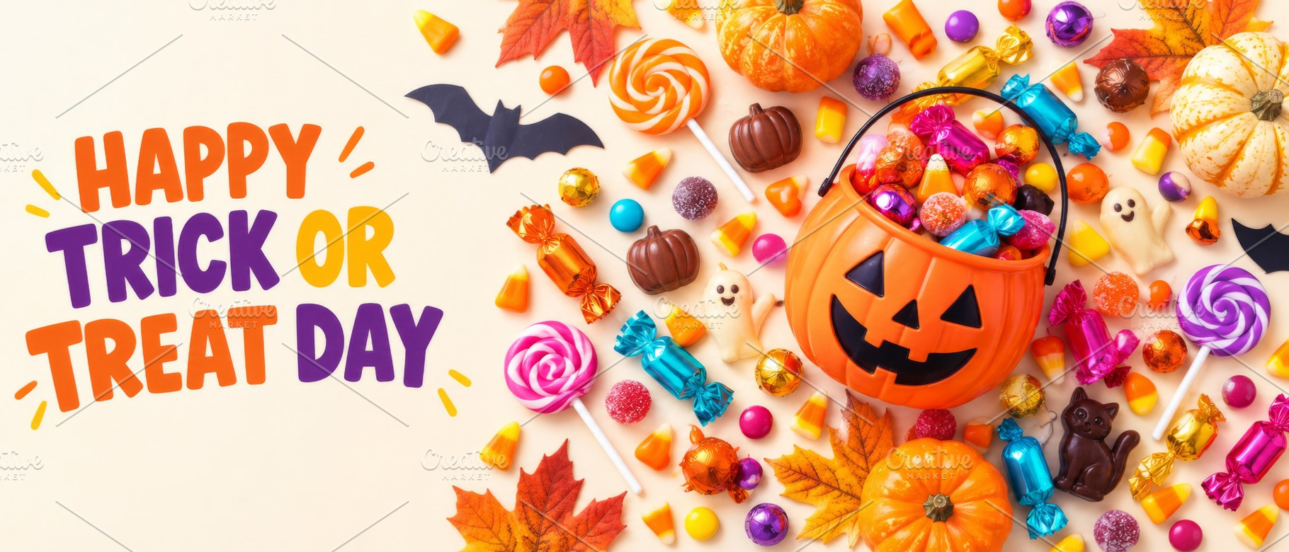 Happy Trick or Treat Day lettering b, a Photo by Dvoevnore photos