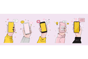 Hand smartphone social media. Female, a Technology Illustration by Stock-Smart-Start