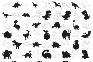 Dinosaur Outline & Silhouette Set 5