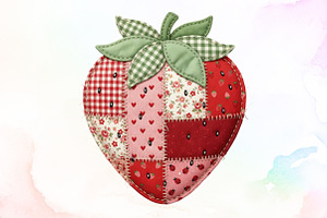 Retro Summer Patchwork Strawberry, a Seasonal Illustration by Sublimation Artist