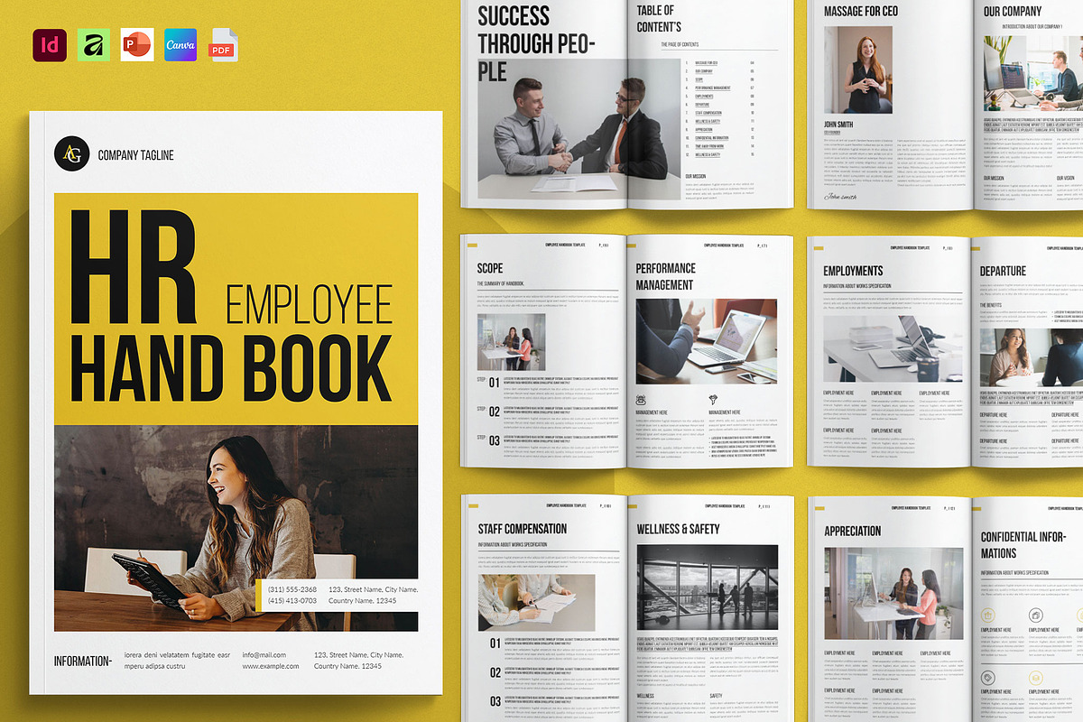 Employee Hand-Book || Canva Template, a Brochure Template by GoldenGrid Studio (Photo 1 of 11)