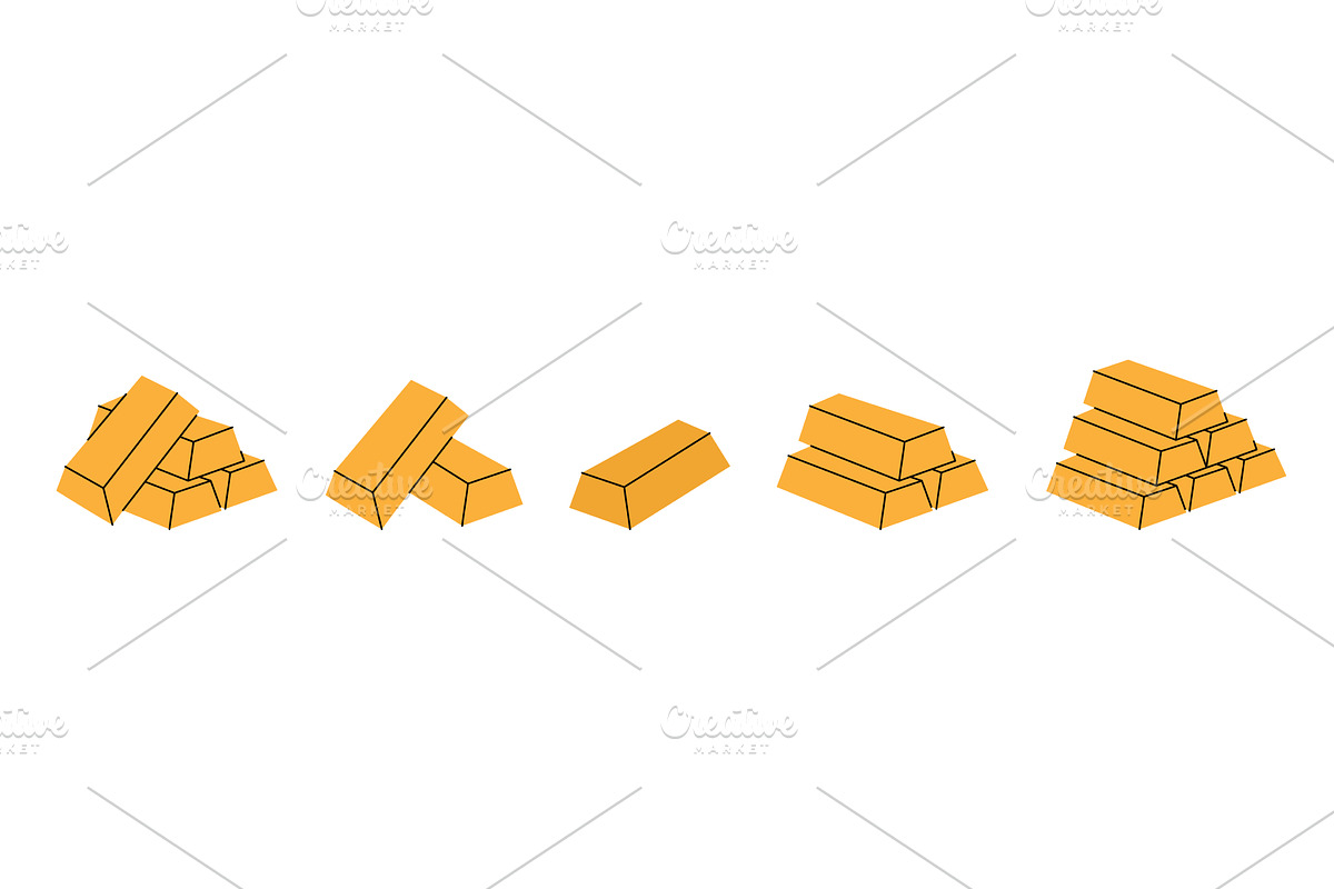 Set of gold bars. Finance, an Object Illustration by GraphiShop