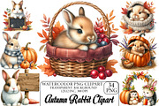 Watercolor Autumn Rabbit Clipart, an Illustration by DreamPrint404 (Thumbnail 1 of 6)