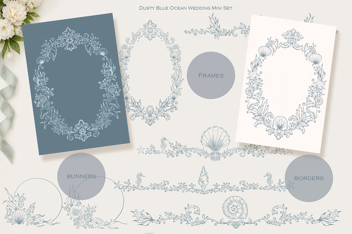 Blue Ocean Wedding Set, a Seasonal Illustration by AlenaVlasko stock Market (Photo 1 of 7)