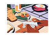 Hands cooking food, top view set, a Food Illustration by PaperTrident (Thumbnail 4 of 8)