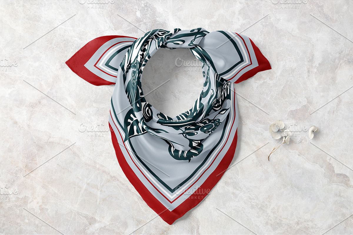 Crimson & Silver Botanical Scarf, an Object Graphic by ilustrinna (Photo 4 of 9)