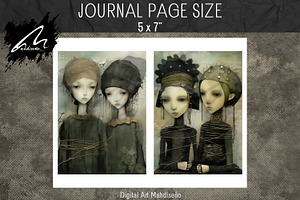 Whimsical Dolls, Junk Journal Pages