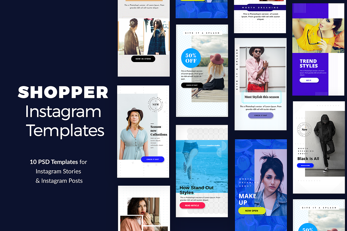 Shopper Instagram Templates, a Social Media Template by Fluto Creative Studio (Photo 1 of 5)