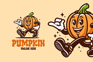 Pumpkin Retro Vintage Mascot Charact, a Branding & Logo Template by Gumrega Studio