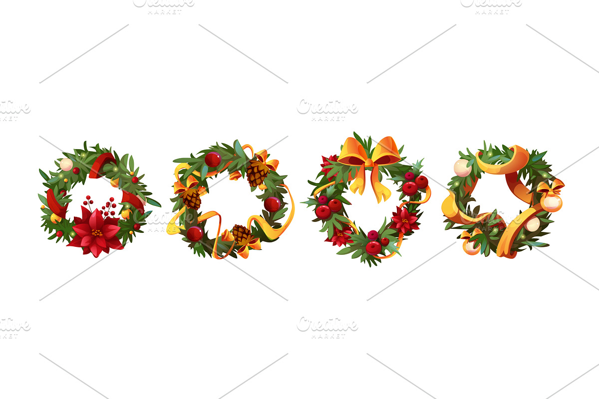 Branch garland cartoon wreaths, an Object Illustration by art PVP - market