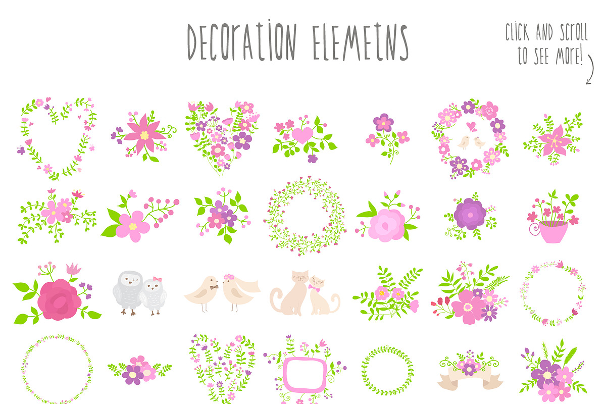 Big floral set, a Decorative Illustration by BerryCaty (Photo 4 of 13)