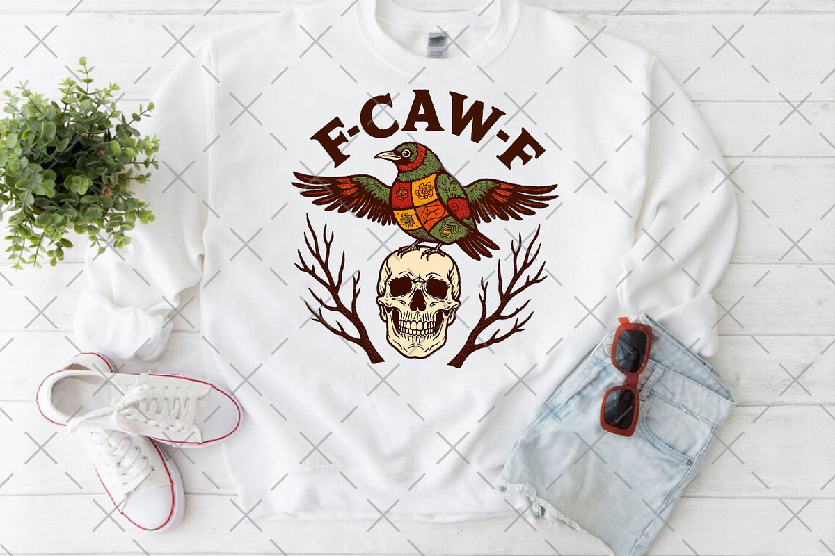 Patchwork F-Caw-F Raven PNG, an Illustration by Craft Nest (Photo 3 of 6)