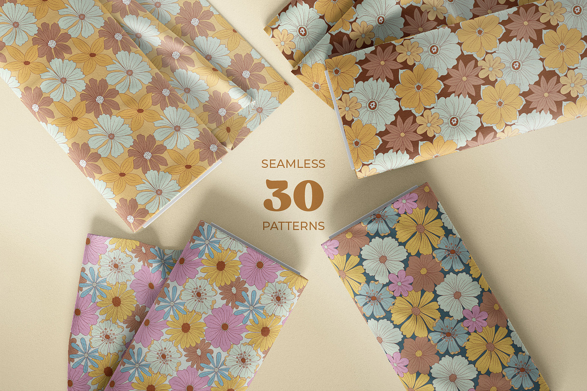 Wild Retro Floral Seamless Patterns, a Pattern Graphic by Tiger and Flower (Photo 14 of 20)