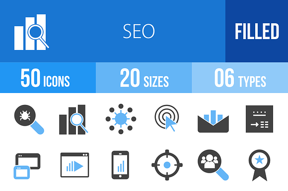 50 Seo Blue Black Icons