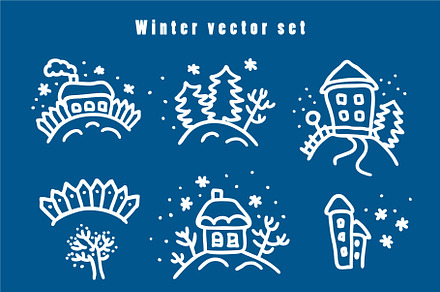 Vector winter houses
