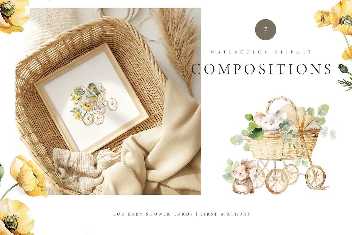 Watercolor newborn woodland animals, an Animal Illustration by MariGraphic boutique (Photo 2 of 9)