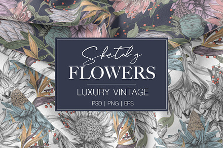 Luxury Sketchy Floral Vintage