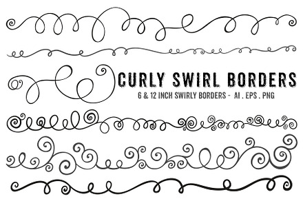 Swirl Borders, EPS, PNG + PS Brush