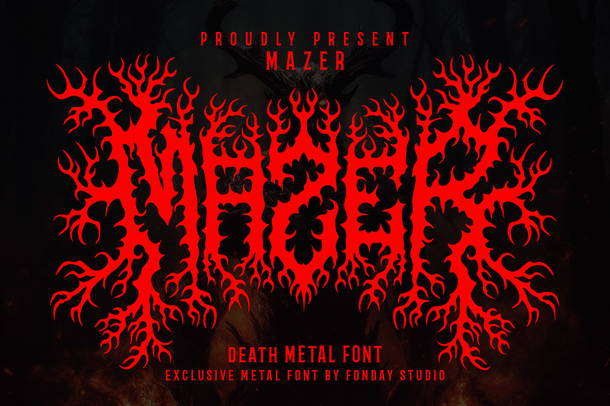 MAZER METAL – Death Metal Font, a Blackletter Font by Fonday Studio (Photo 1 of 8)