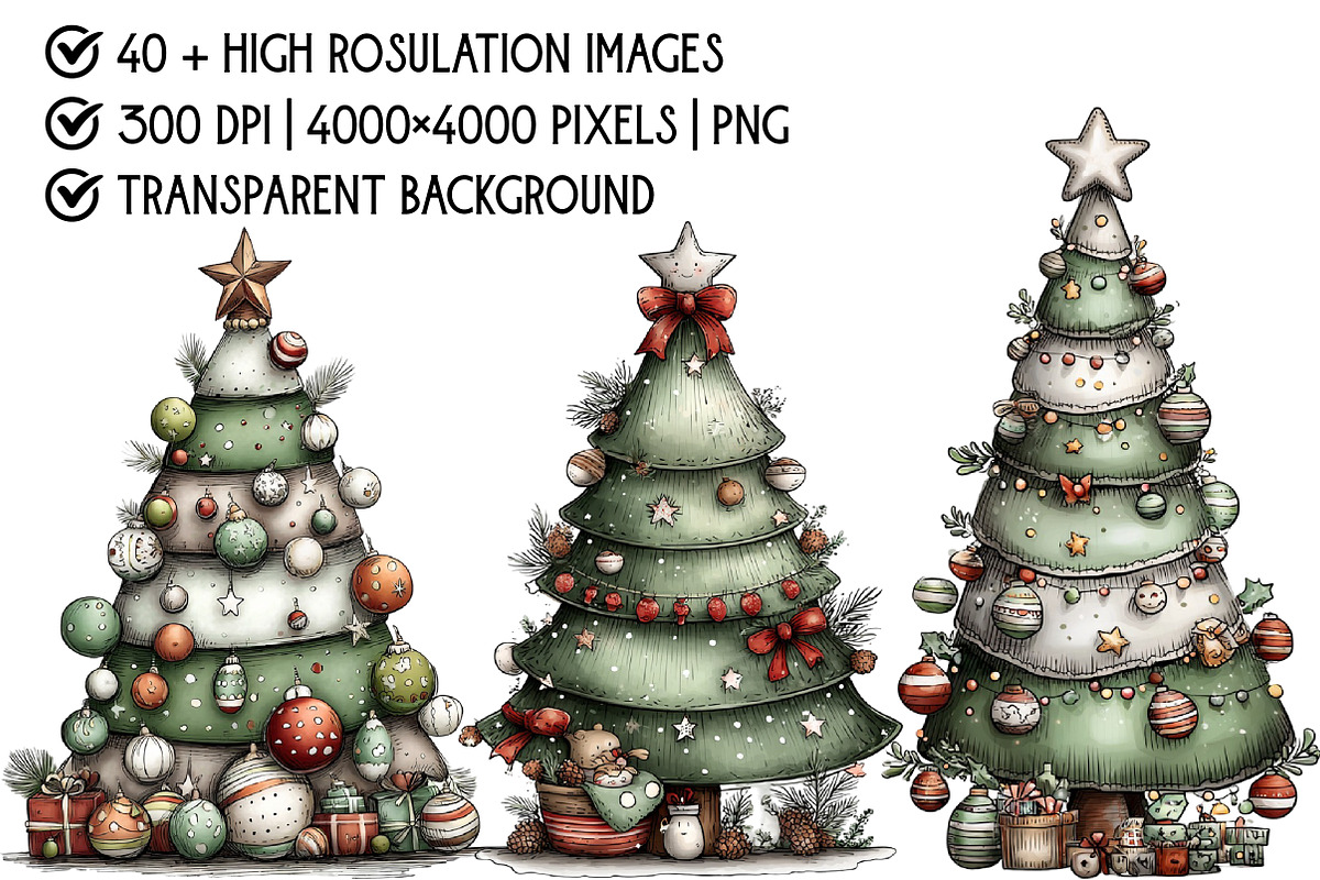 Christmas  Tree Clipart, an Illustration by Pixels.Craft (Photo 4 of 6)