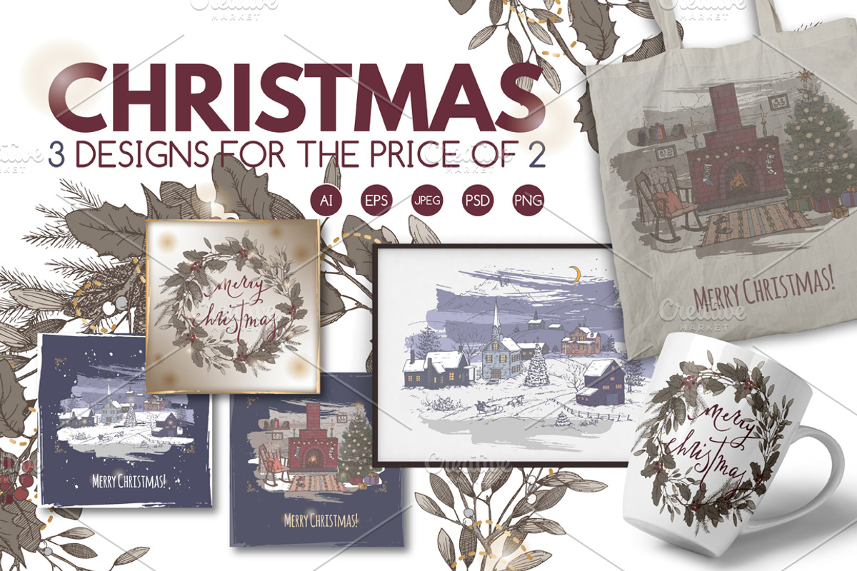 50% OFF Vintage Christmas collection, a Decorative Illustration by Quetzal Art (Photo 1 of 8)