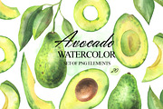 Watercolor avocado clipart, a Food Illustration by OlDm_Shop (Thumbnail 1 of 6)