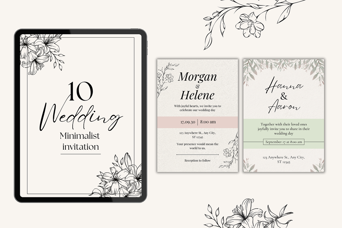 10 Wedding Invitation Templates, a Templates & Theme by TemplateCastleStore (Photo 4 of 9)