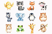 Watercolor Kawaii Forest Animals, an Illustration by Design Market (Thumbnail 2 of 4)