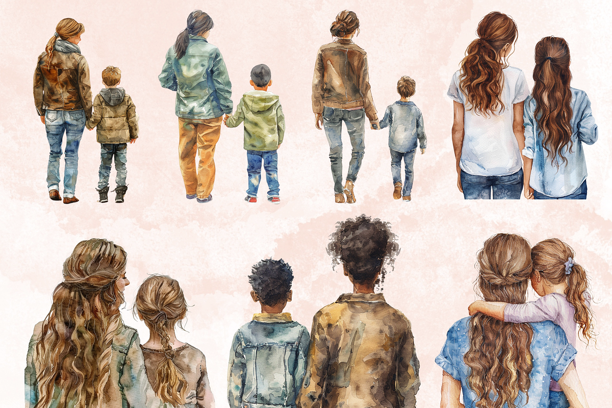 Mother's Day Back Views Clipart, a Graphic by GiraffeCreative (Photo 6 of 9)