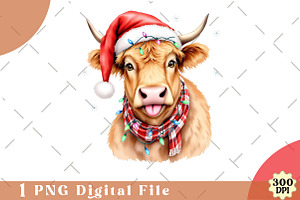 Mooey Christmas Funny png, an Illustration by Watercolor design