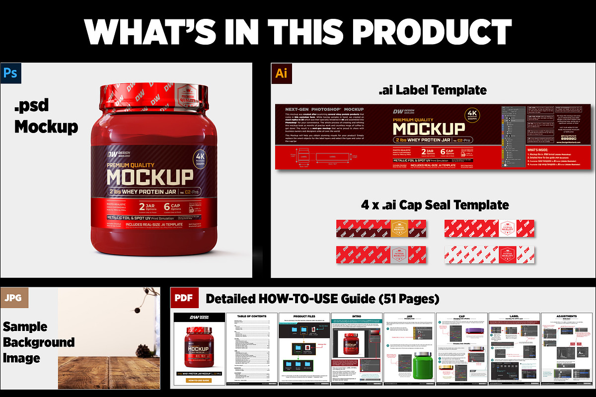 2lb Whey Protein Jar Mockup C2-Pro, a Packaging Mockup by Design Warlord (Photo 14 of 16)
