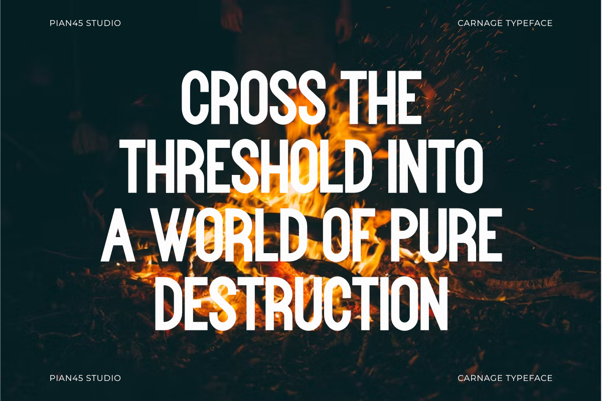 Carnage - Bold Condensed Sans Font, a Sans Serif Font by Pian45 Studio (Photo 2 of 6)