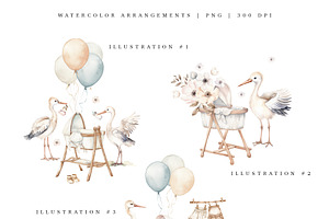 Watercolor Newborn Clipart Cute Set