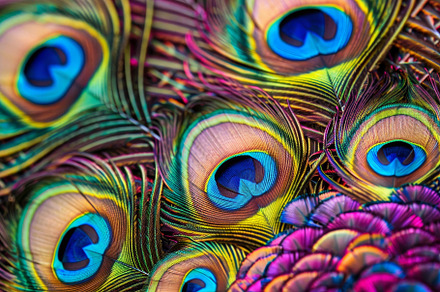 The vivid display of peacock feather, a Photo by Tanuart