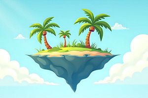 Floating Island With Palm Trees In S, a Photo by LOGOCREATIVE
