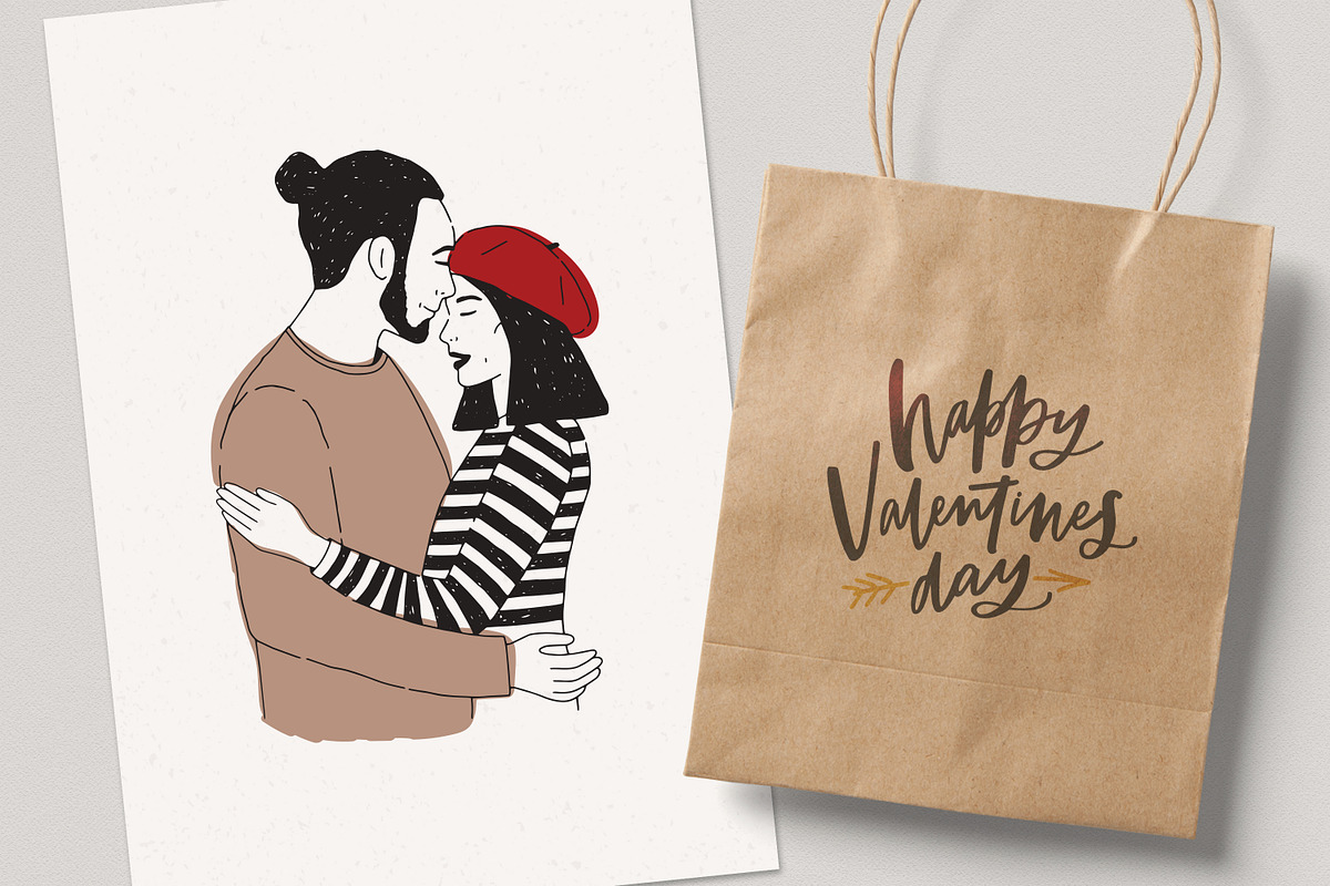 Love couples set + greeting cards, a Person Illustration by Good Studio (Photo 8 of 10)