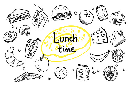 Lunch Time - Food doodles