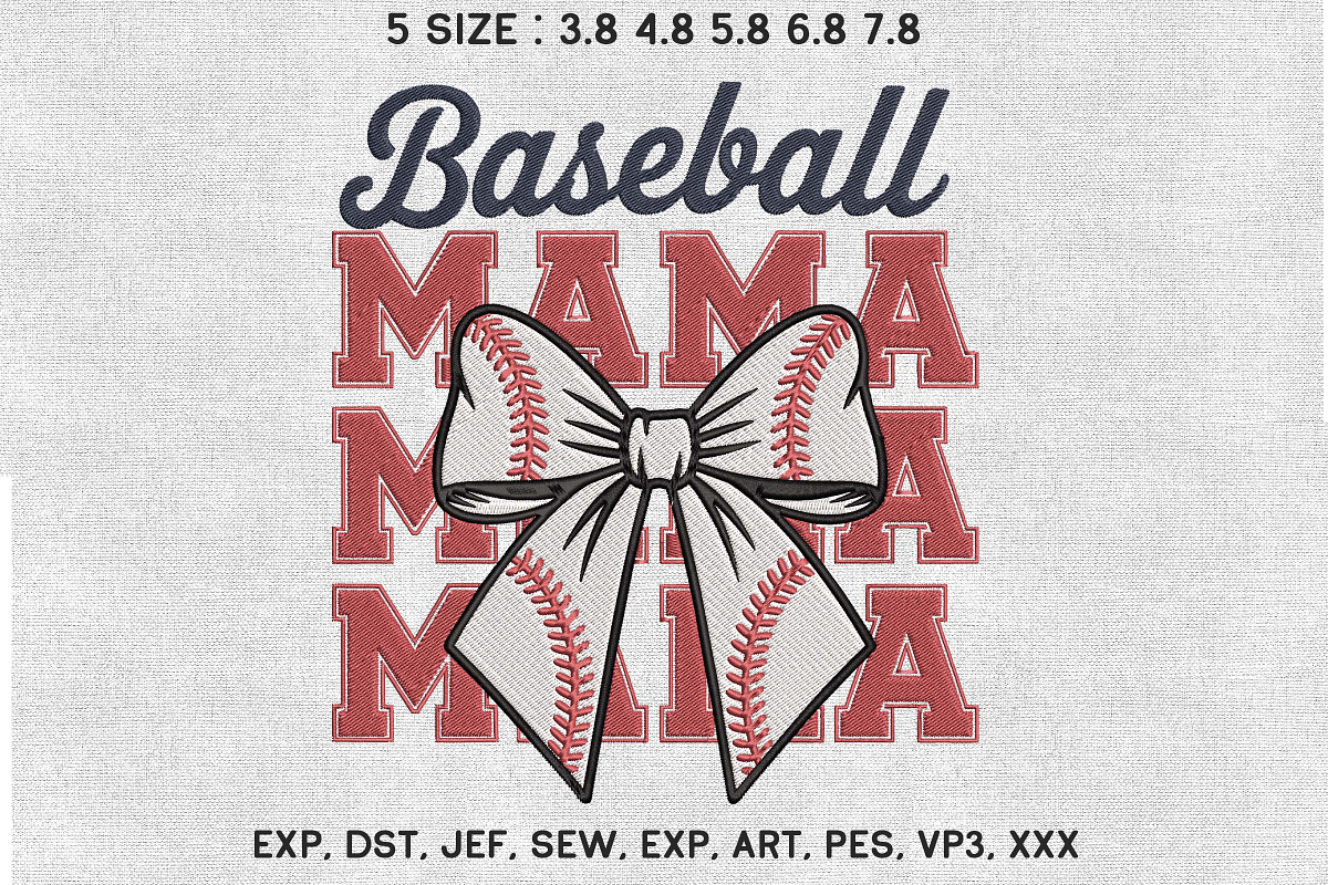 Baseball Mama Embroidery File Bow, an Illustration by Moss Rose (Photo 1 of 3)