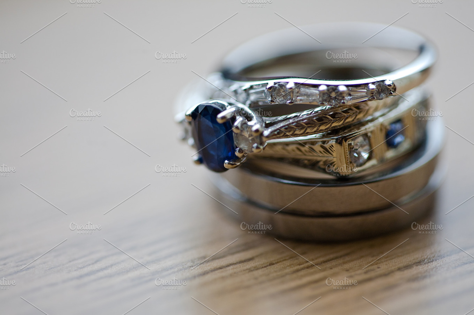 Wedding Rings with sapphire, a Photo by Stocklane