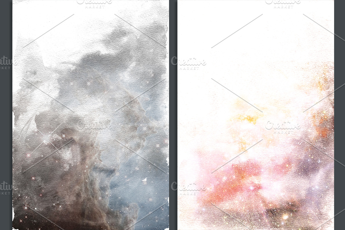 Galaxy Watercolor Ombre Backgrounds, a Texture Graphic by M. by mprintly (Photo 3 of 6)