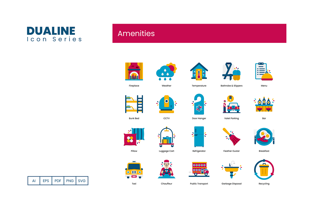 90 Amenities Icons - Dualine Flat, a Solid Icon by Flat Icons (Photo 2 of 4)