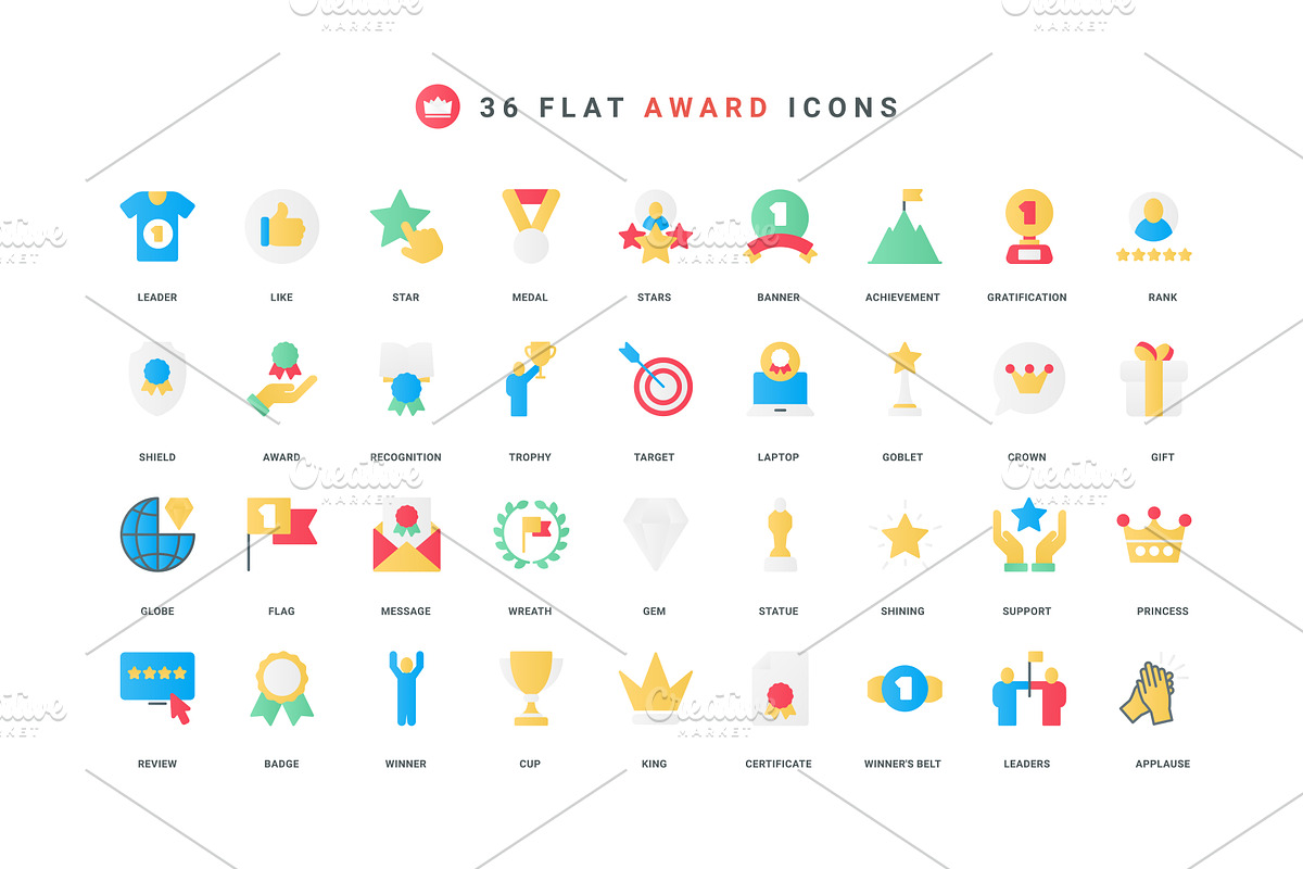 Awards leader achievement icons, an Object Illustration by Lemberg Vector