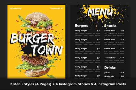 Fast Food Burger Restaurant Menu
